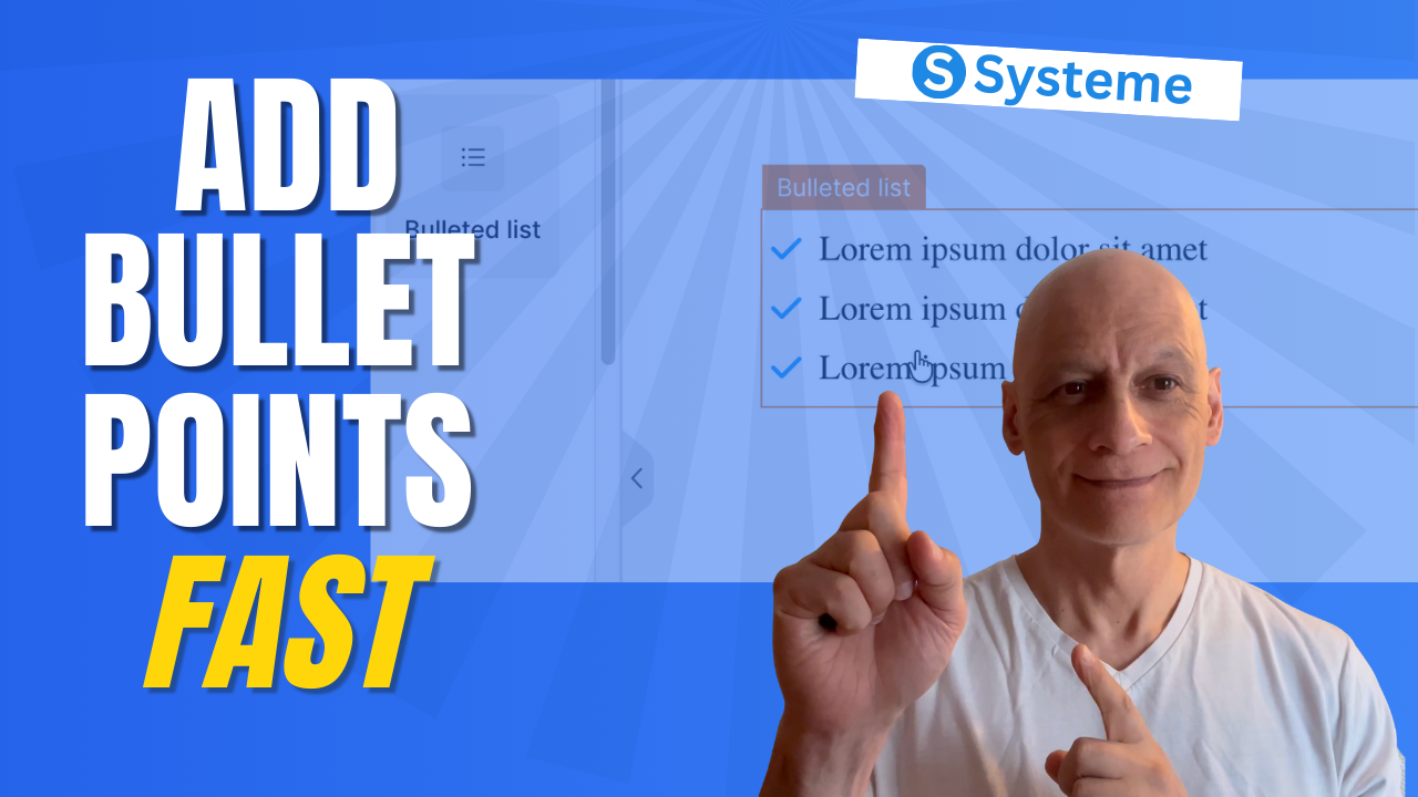 How to add bullet points in Systeme.io